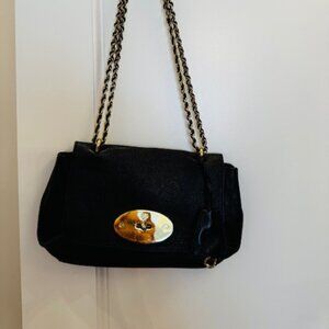 Mulberry Black Leather Chain Shoulder Bag – Gold Hardware, Classic Lily Style